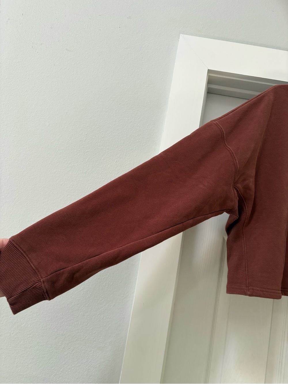 Vuori Boxy Cropped Crewneck Sweatshirt in Rust Brown - Picture 2 of 10